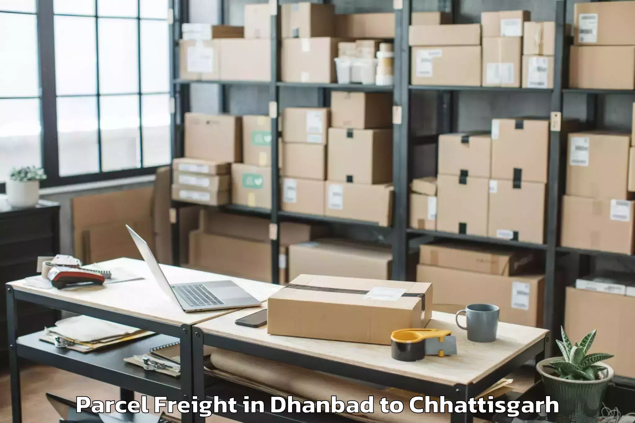 Leading Dhanbad to Bilaigarh Parcel Freight Provider